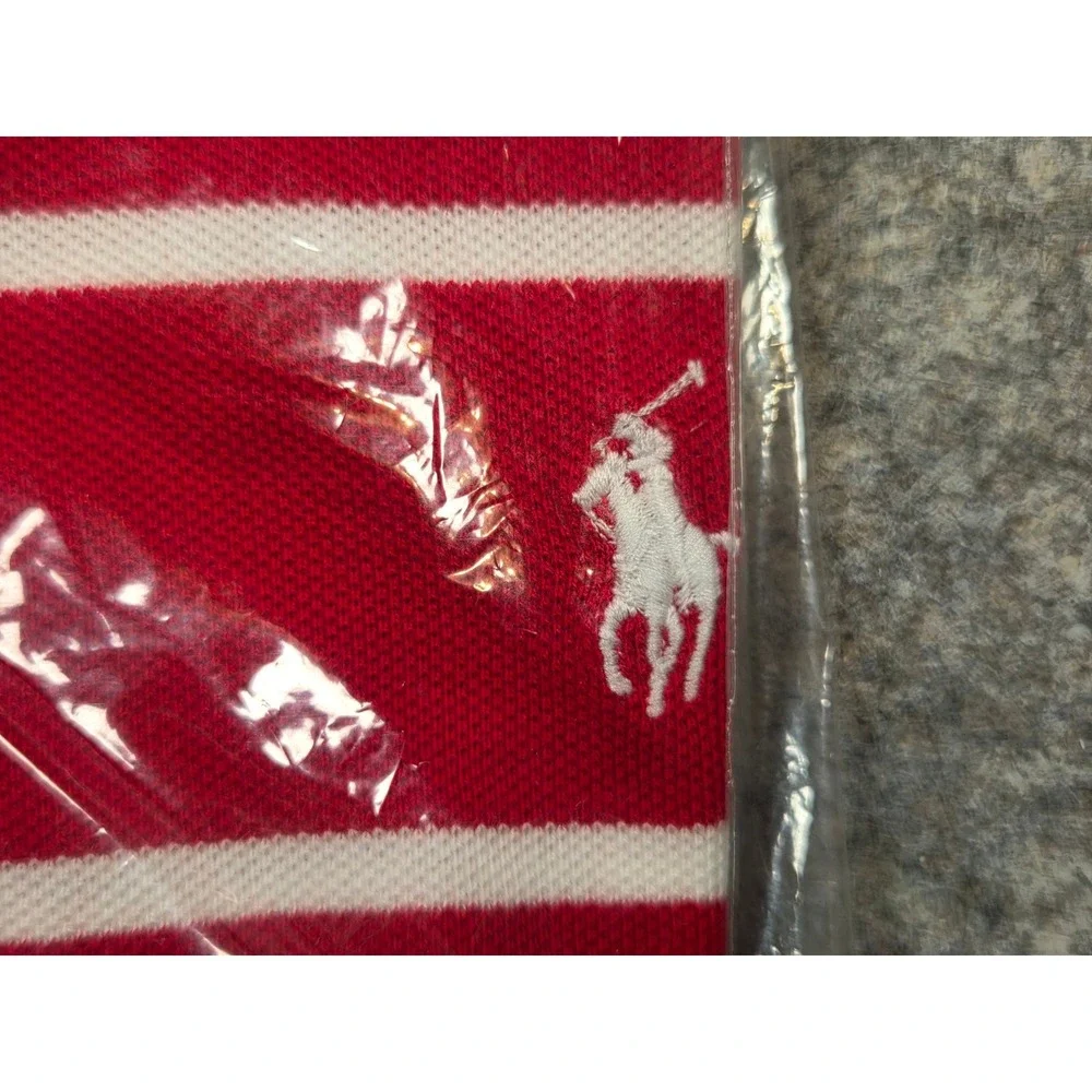 NEW Polo Ralph Lauren Mens Shirt Polo Red White Stripes Pony M Vintage NWT